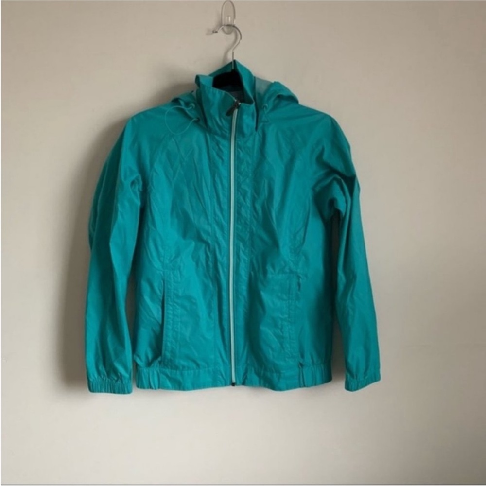 Columbia Womens XS Weatherproof Jacket Blue Shell Hood Zip